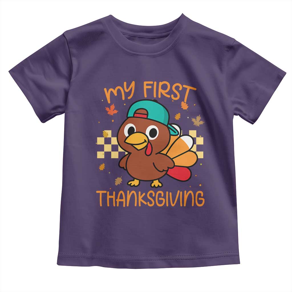 My First Thanksgiving Toddler T Shirt Funny Newborn Thanksgiving Turkey Boys TS10 Purple Print Your Wear