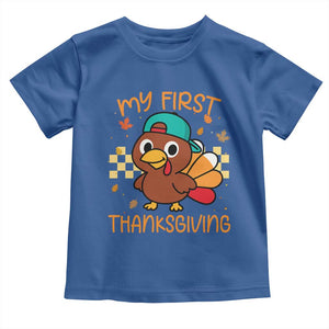 My First Thanksgiving Toddler T Shirt Funny Newborn Thanksgiving Turkey Boys TS10 Royal Blue Print Your Wear