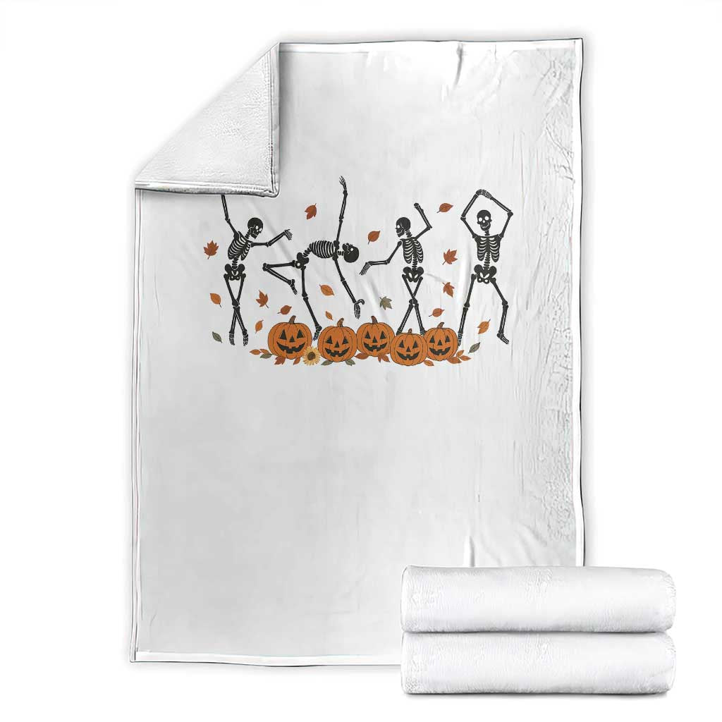 Dancing Skeleton Throw Blanket Retro Halloween Party Pumpkin Fall Season TS10 White Print Your Wear