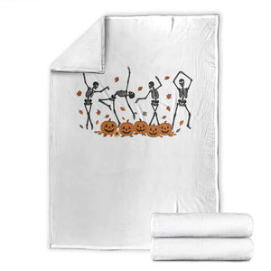 Dancing Skeleton Throw Blanket Retro Halloween Party Pumpkin Fall Season TS10 White Print Your Wear