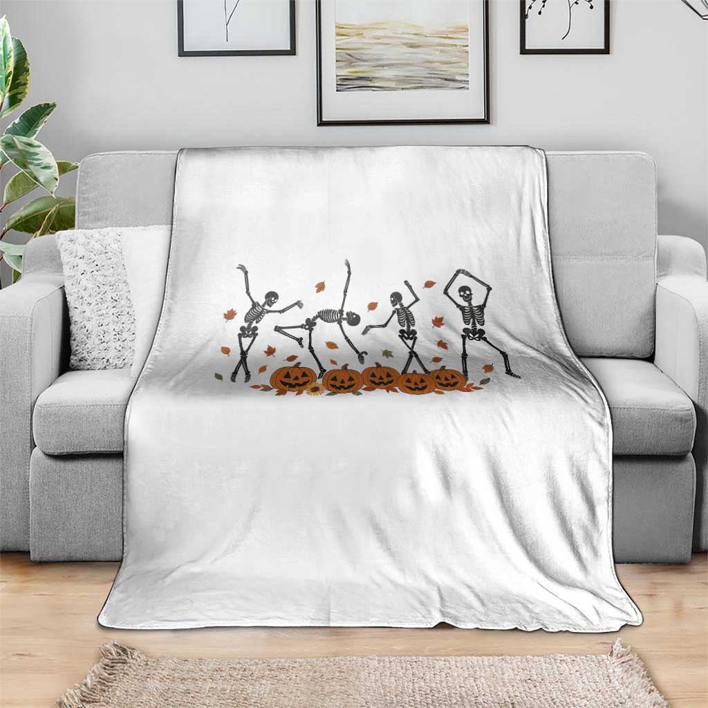 Dancing Skeleton Throw Blanket Retro Halloween Party Pumpkin Fall Season TS10 Print Your Wear