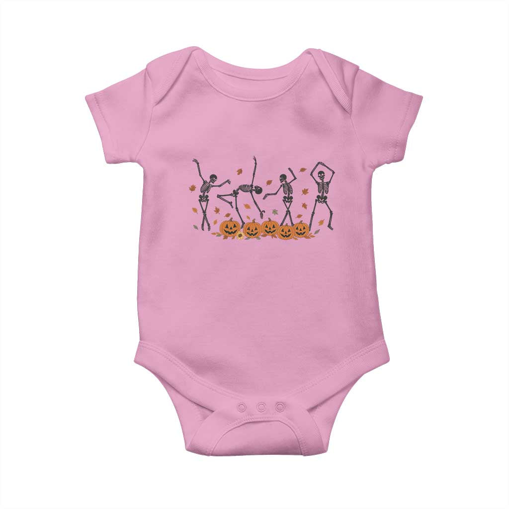 Dancing Skeleton Baby Onesie Retro Halloween Party Pumpkin Fall Season TS10 Light Pink Print Your Wear