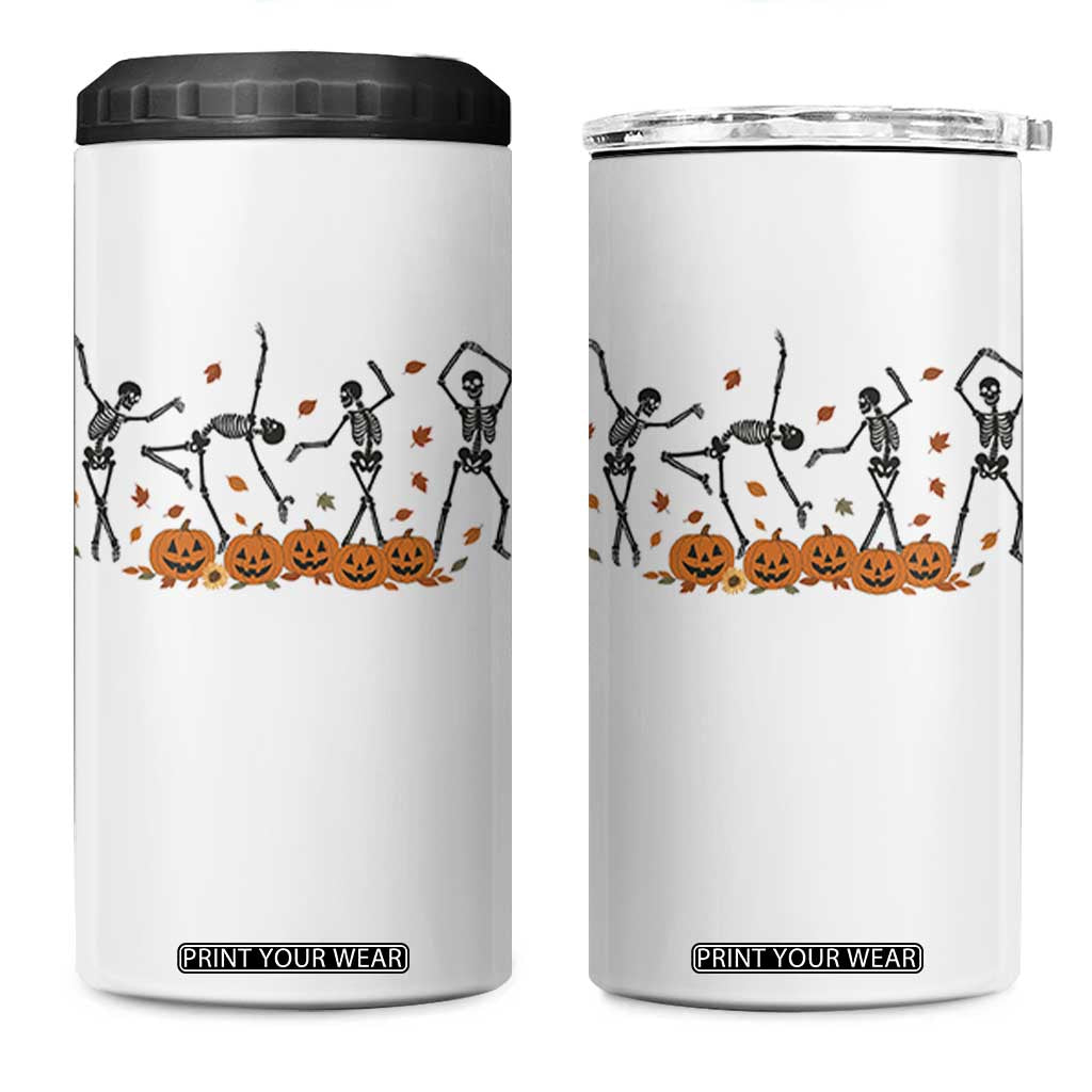 Dancing Skeleton 4 in 1 Can Cooler Tumbler Retro Halloween Party Pumpkin Fall Season TS10 One Size: 16 oz White Print Your Wear