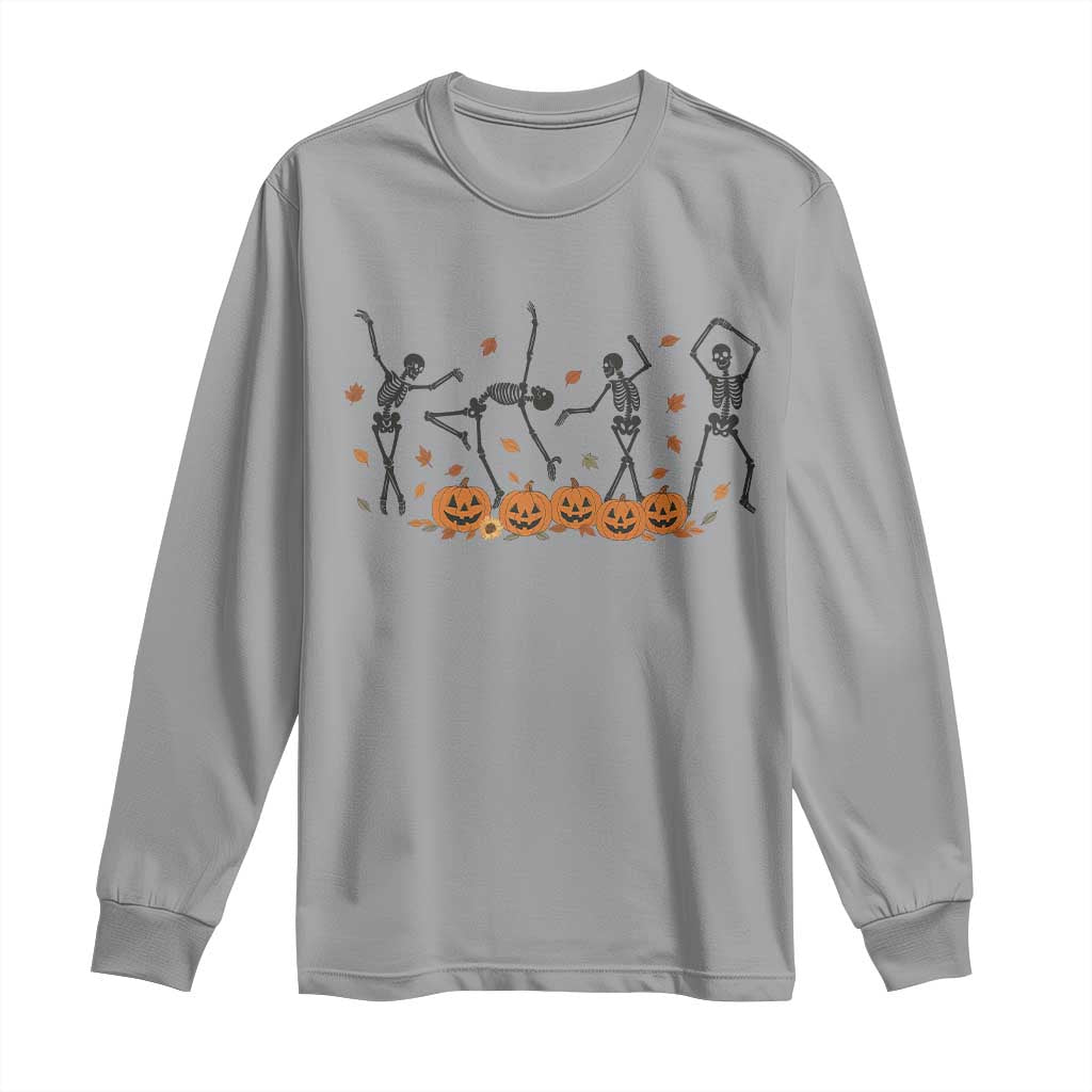 Dancing Skeleton Long Sleeve Shirt Retro Halloween Party Pumpkin Fall Season TS10 Sport Gray Print Your Wear