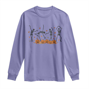 Dancing Skeleton Long Sleeve Shirt Retro Halloween Party Pumpkin Fall Season TS10 Violet Print Your Wear