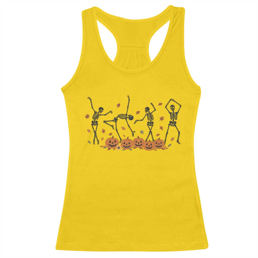 Dancing Skeleton Racerback Tank Top Retro Halloween Party Pumpkin Fall Season TS10 Daisy Print Your Wear