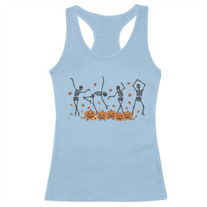 Dancing Skeleton Racerback Tank Top Retro Halloween Party Pumpkin Fall Season TS10 Light Blue Print Your Wear