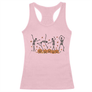 Dancing Skeleton Racerback Tank Top Retro Halloween Party Pumpkin Fall Season TS10 Light Pink Print Your Wear