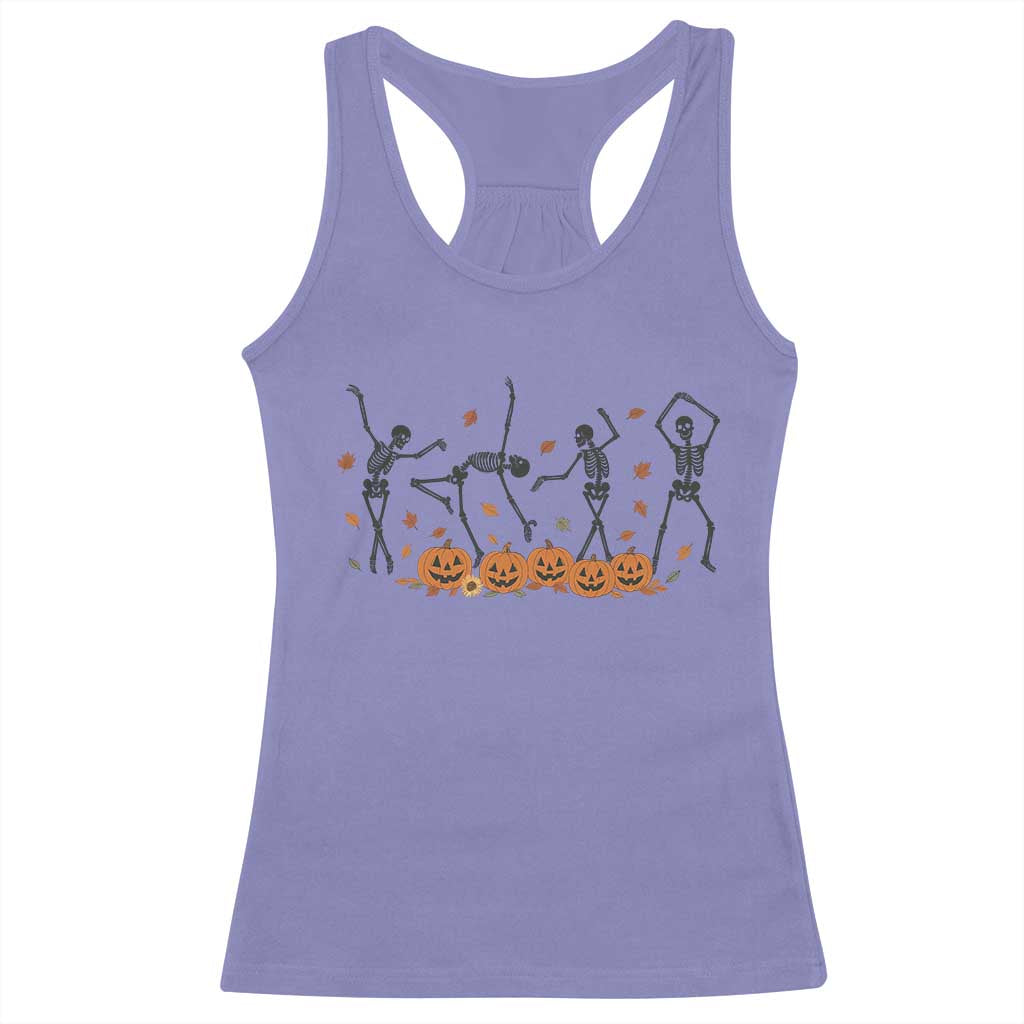 Dancing Skeleton Racerback Tank Top Retro Halloween Party Pumpkin Fall Season TS10 Violet Print Your Wear