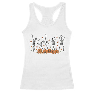 Dancing Skeleton Racerback Tank Top Retro Halloween Party Pumpkin Fall Season TS10 White Print Your Wear