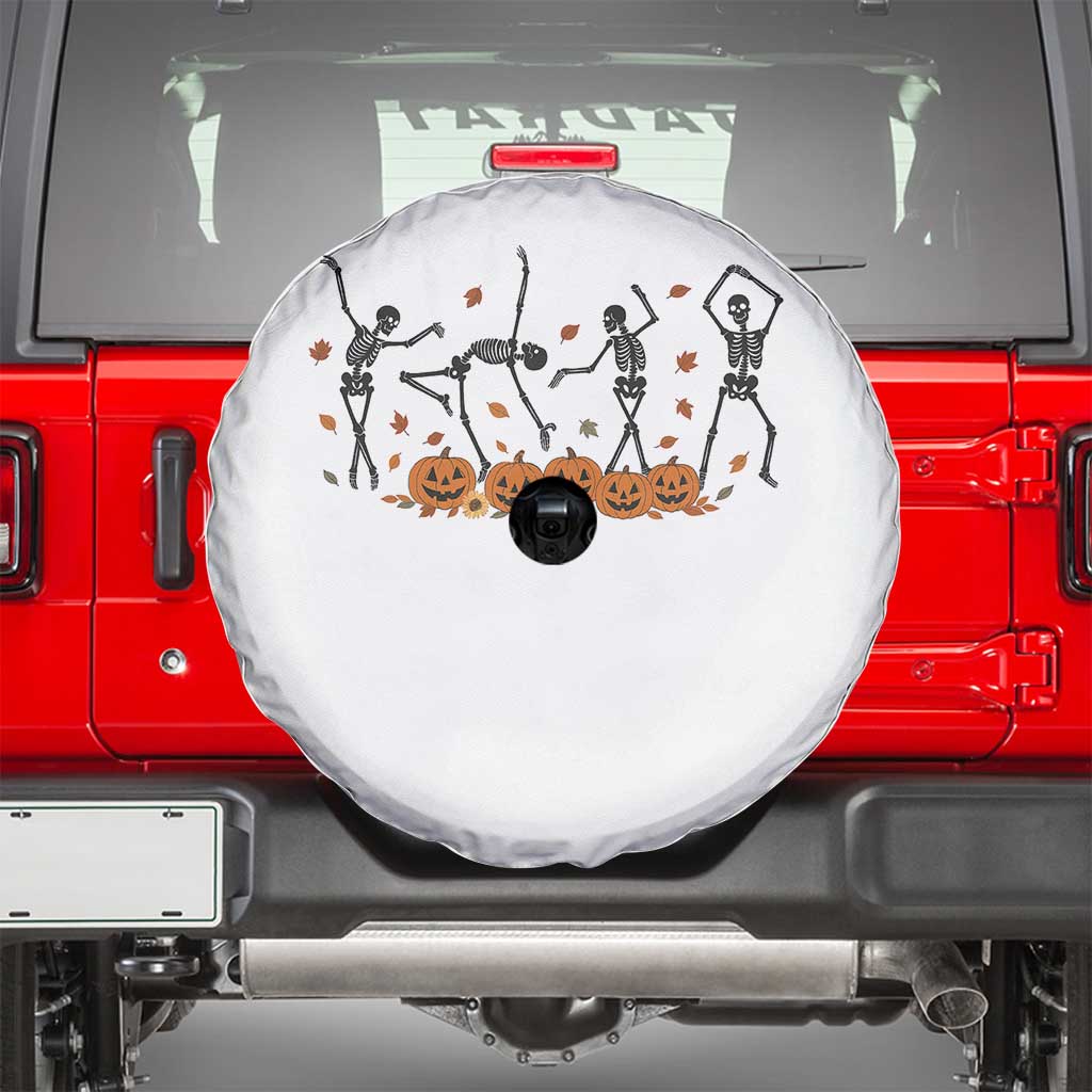 Dancing Skeleton Spare Tire Cover Retro Halloween Party Pumpkin Fall Season TS10 White Print Your Wear