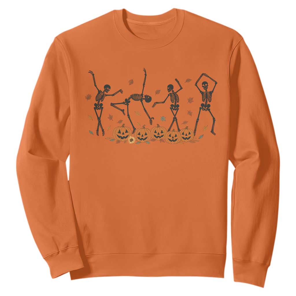 Dancing Skeleton Sweatshirt Retro Halloween Party Pumpkin Fall Season TS10 Orange Print Your Wear