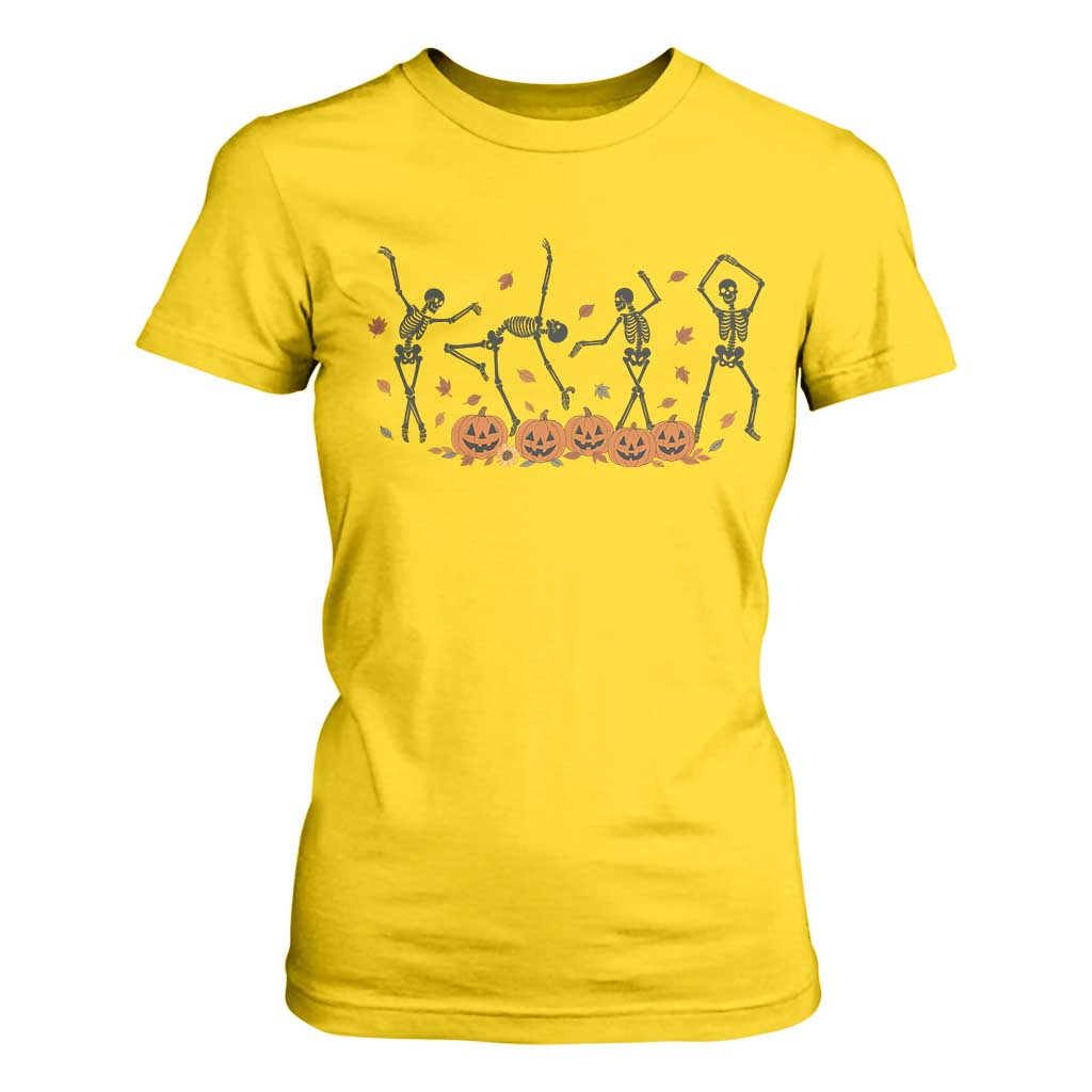 Dancing Skeleton T Shirt For Women Retro Halloween Party Pumpkin Fall Season TS10 Daisy Print Your Wear