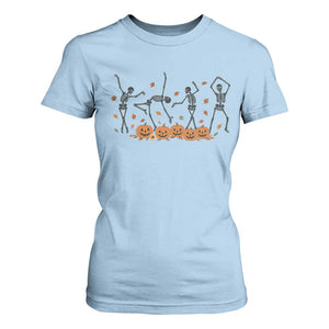 Dancing Skeleton T Shirt For Women Retro Halloween Party Pumpkin Fall Season TS10 Light Blue Print Your Wear