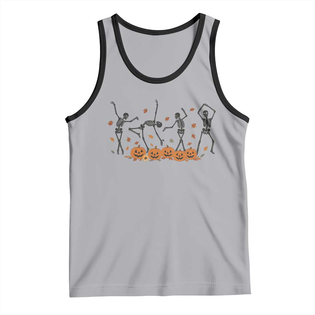 Dancing Skeleton Tank Top Retro Halloween Party Pumpkin Fall Season TS10 Athletic Heather Black Print Your Wear