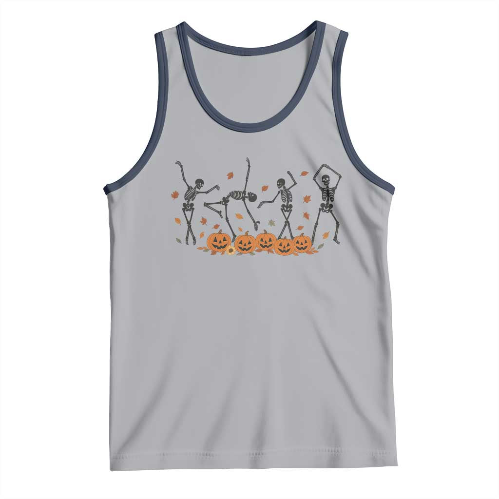 Dancing Skeleton Tank Top Retro Halloween Party Pumpkin Fall Season TS10 Athletic Heather Navy Print Your Wear