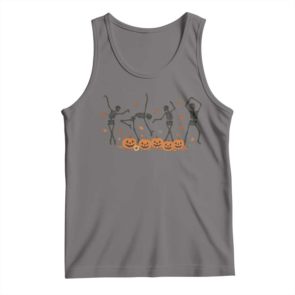 Dancing Skeleton Tank Top Retro Halloween Party Pumpkin Fall Season TS10 Deep Heather Print Your Wear