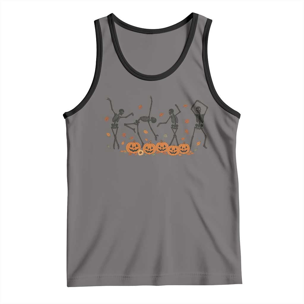 Dancing Skeleton Tank Top Retro Halloween Party Pumpkin Fall Season TS10 Deep Heather Black Print Your Wear