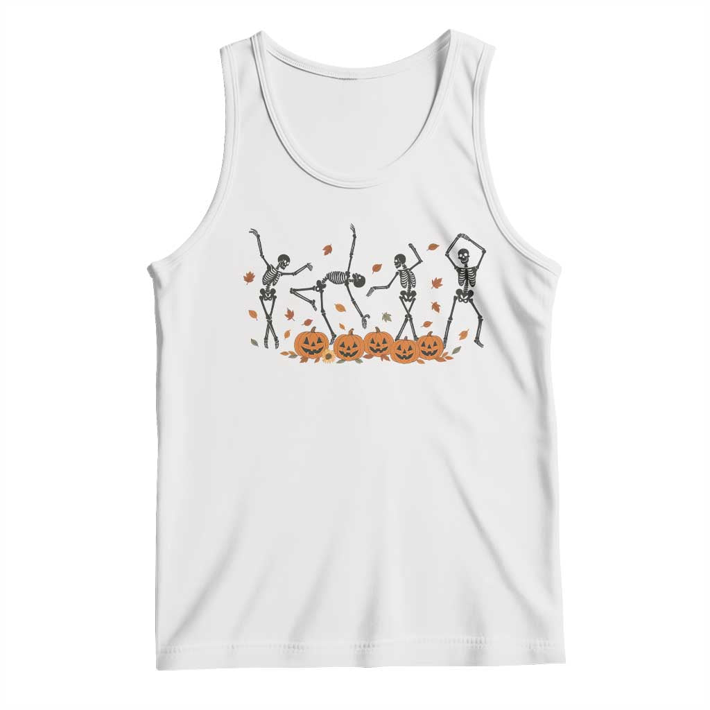 Dancing Skeleton Tank Top Retro Halloween Party Pumpkin Fall Season TS10 White Print Your Wear