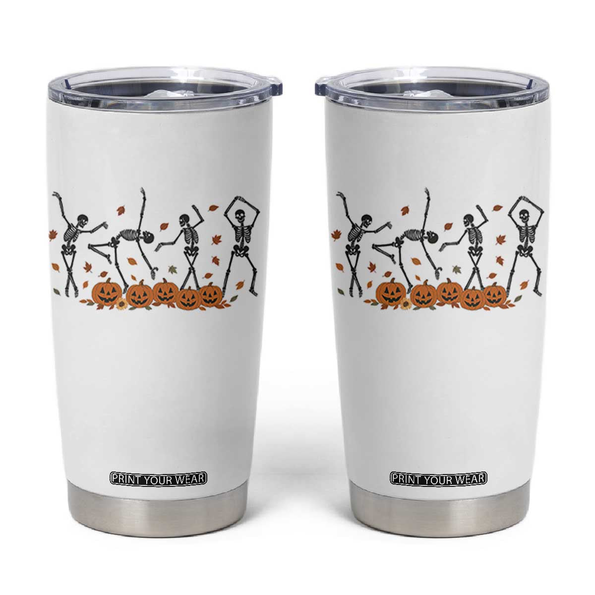 Dancing Skeleton Tumbler Cup Retro Halloween Party Pumpkin Fall Season TS10 White Print Your Wear