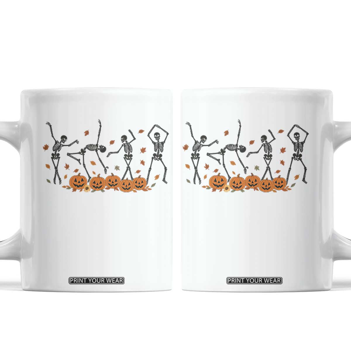 Dancing Skeleton Coffee Mug Retro Halloween Party Pumpkin Fall Season TS10 White Print Your Wear