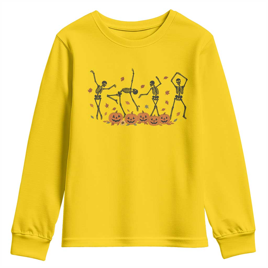 Dancing Skeleton Youth Sweatshirt Retro Halloween Party Pumpkin Fall Season TS10 Daisy Print Your Wear