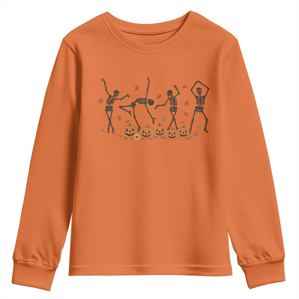 Dancing Skeleton Youth Sweatshirt Retro Halloween Party Pumpkin Fall Season TS10 Orange Print Your Wear