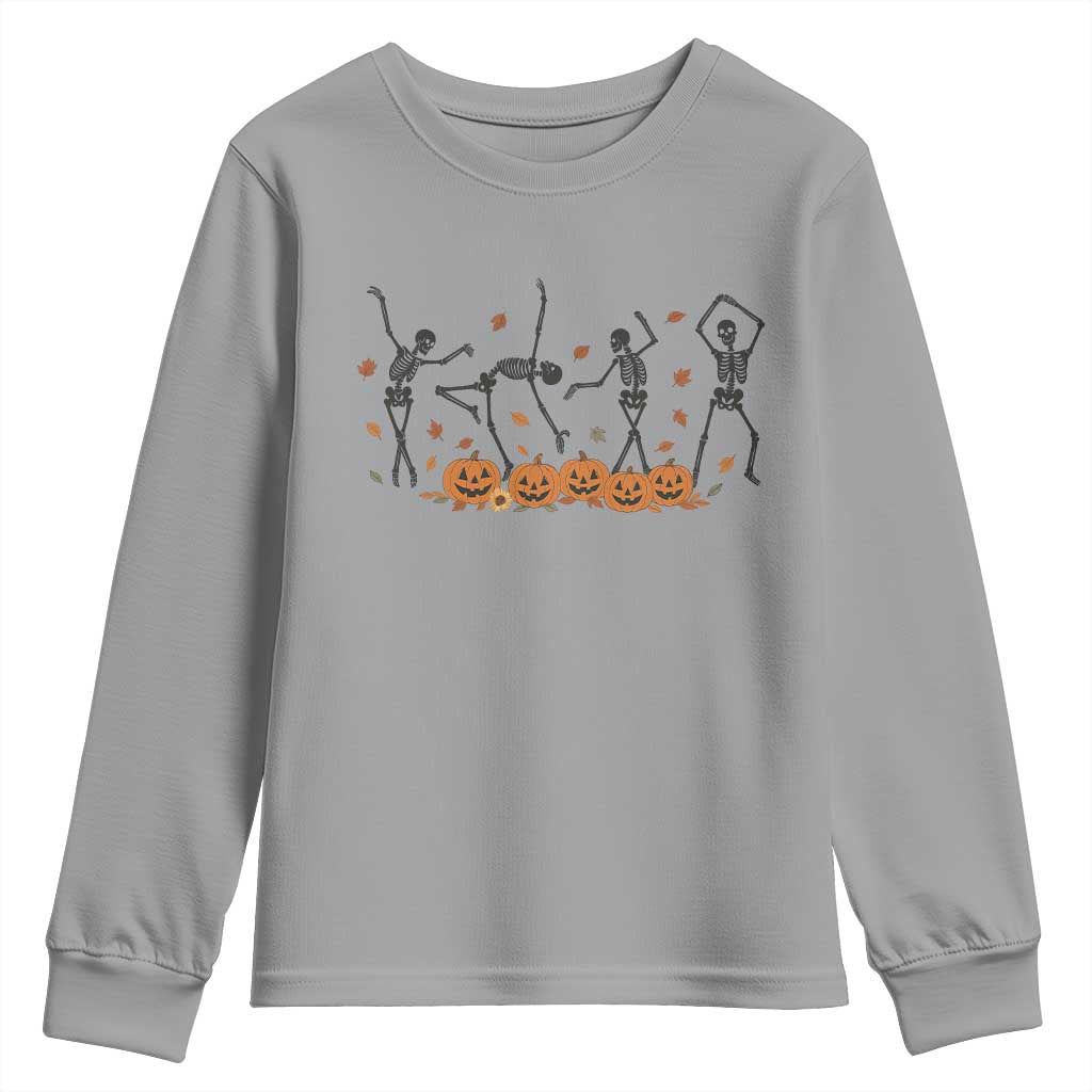 Dancing Skeleton Youth Sweatshirt Retro Halloween Party Pumpkin Fall Season TS10 Sport Gray Print Your Wear