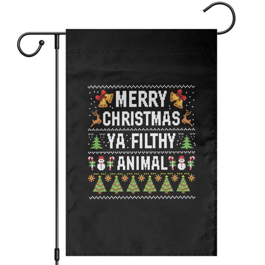 Merry Christmas Ya Filthy Animal Garden Flag Ugly Xmas Movie Alone Pajama TS10 Black Print Your Wear