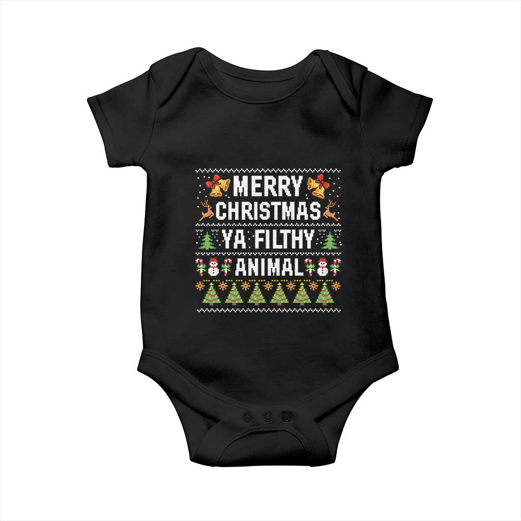 Merry Christmas Ya Filthy Animal Baby Onesie Ugly Xmas Movie Alone Pajama TS10 Black Print Your Wear