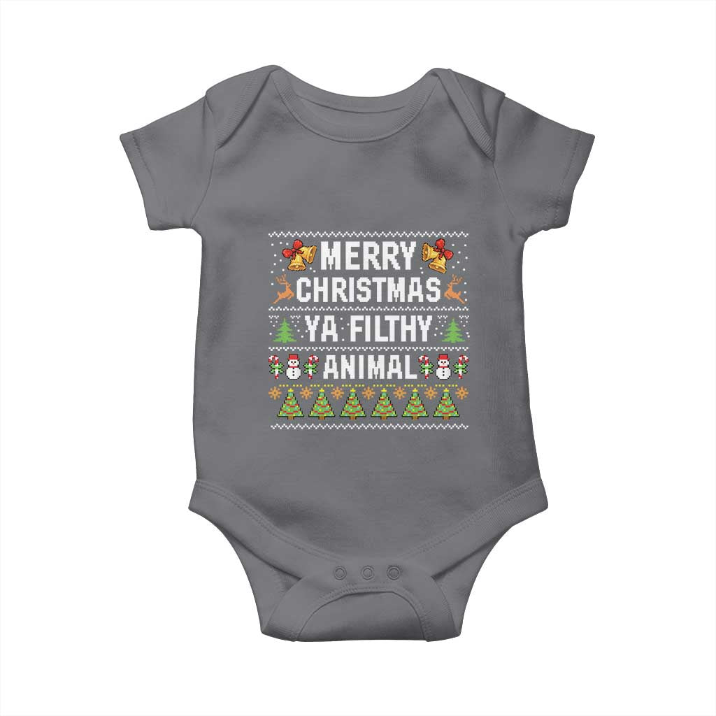 Merry Christmas Ya Filthy Animal Baby Onesie Ugly Xmas Movie Alone Pajama TS10 Charcoal Print Your Wear