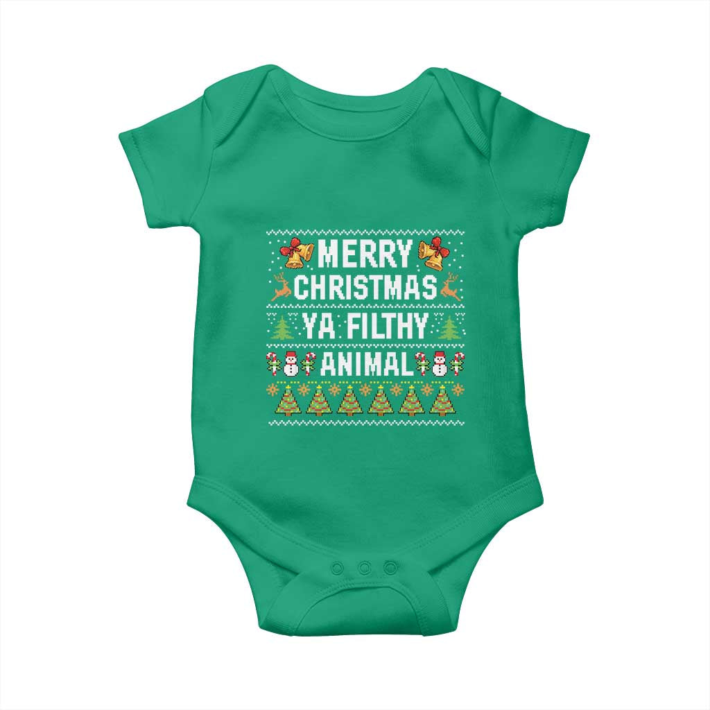 Merry Christmas Ya Filthy Animal Baby Onesie Ugly Xmas Movie Alone Pajama TS10 Irish Green Print Your Wear