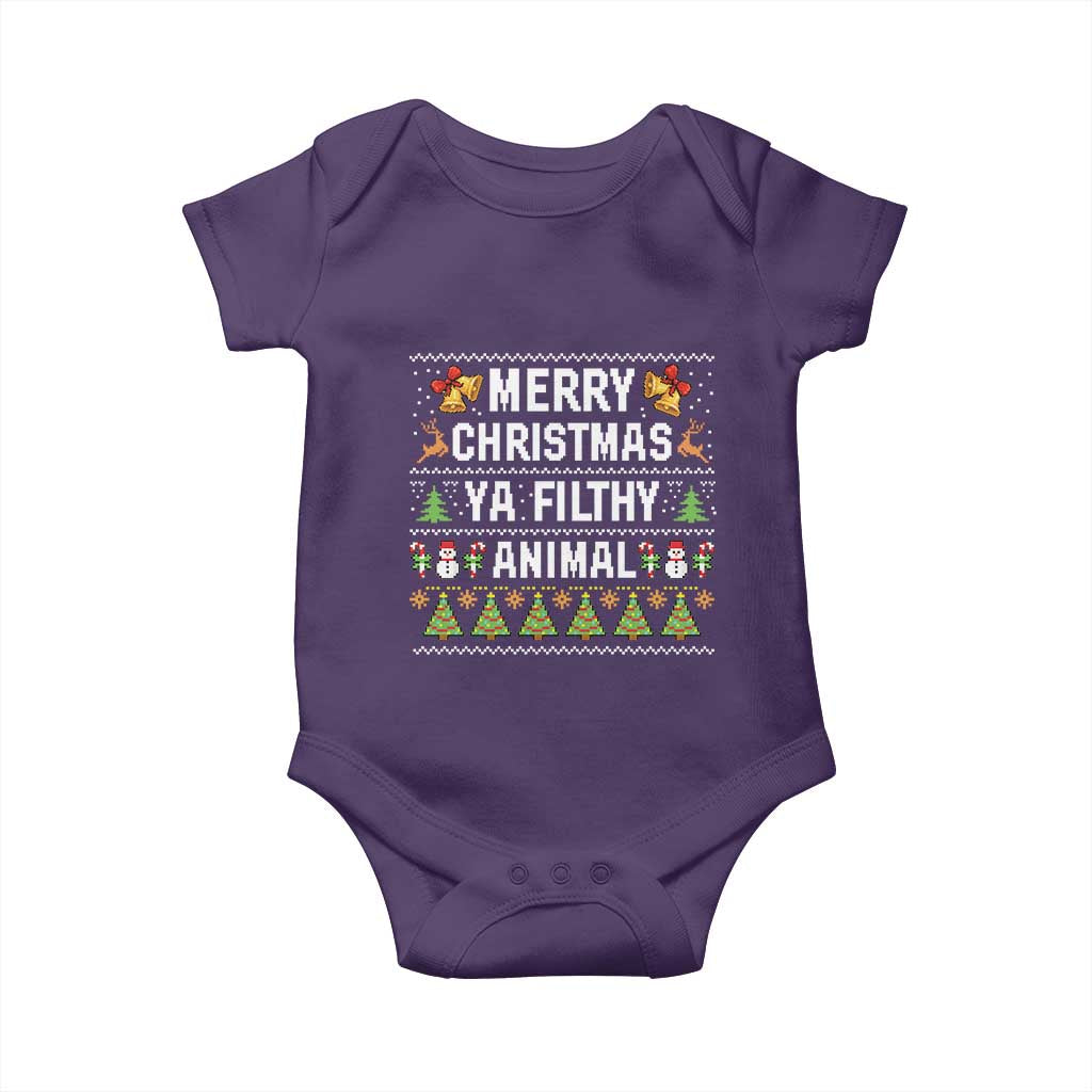 Merry Christmas Ya Filthy Animal Baby Onesie Ugly Xmas Movie Alone Pajama TS10 Purple Print Your Wear