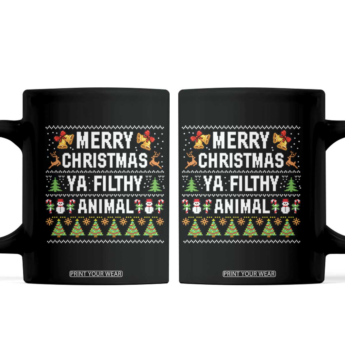 Merry Christmas Ya Filthy Animal Coffee Mug Ugly Xmas Movie Alone Pajama TS10 Black Print Your Wear
