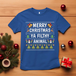 Merry Christmas Ya Filthy Animal T Shirt Ugly Xmas Movie Alone Pajama TS10 Royal Blue Print Your Wear