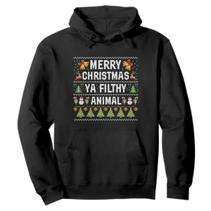 Merry Christmas Ya Filthy Animal Hoodie Ugly Xmas Movie Alone Pajama TS10 Black Print Your Wear