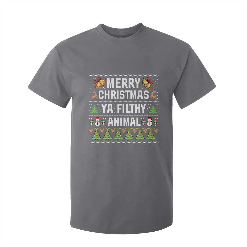 Merry Christmas Ya Filthy Animal T Shirt For Kid Ugly Xmas Movie Alone Pajama TS10 Charcoal Print Your Wear