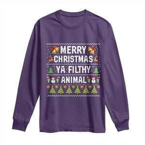 Merry Christmas Ya Filthy Animal Long Sleeve Shirt Ugly Xmas Movie Alone Pajama TS10 Purple Print Your Wear