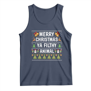 Merry Christmas Ya Filthy Animal Tank Top Ugly Xmas Movie Alone Pajama - Print Your Wear