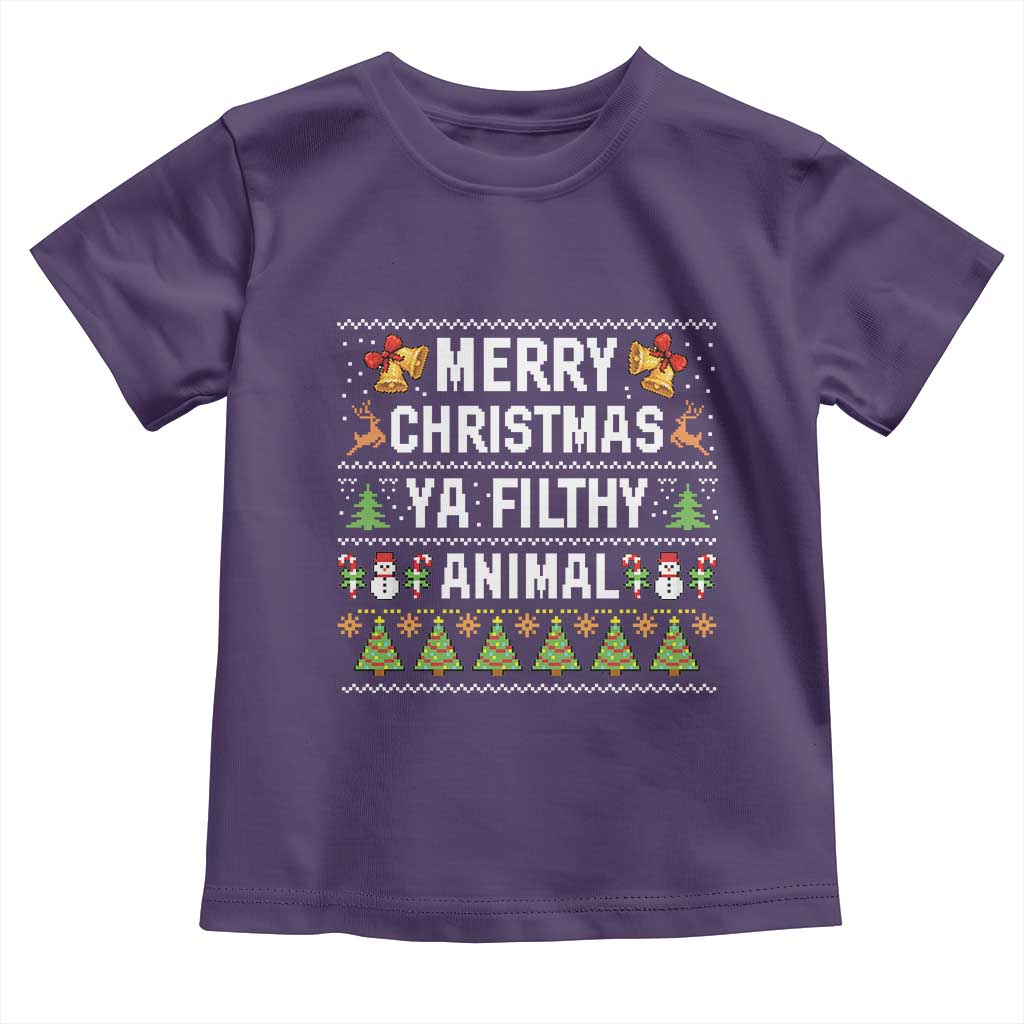 Merry Christmas Ya Filthy Animal Toddler T Shirt Ugly Xmas Movie Alone Pajama TS10 Purple Print Your Wear