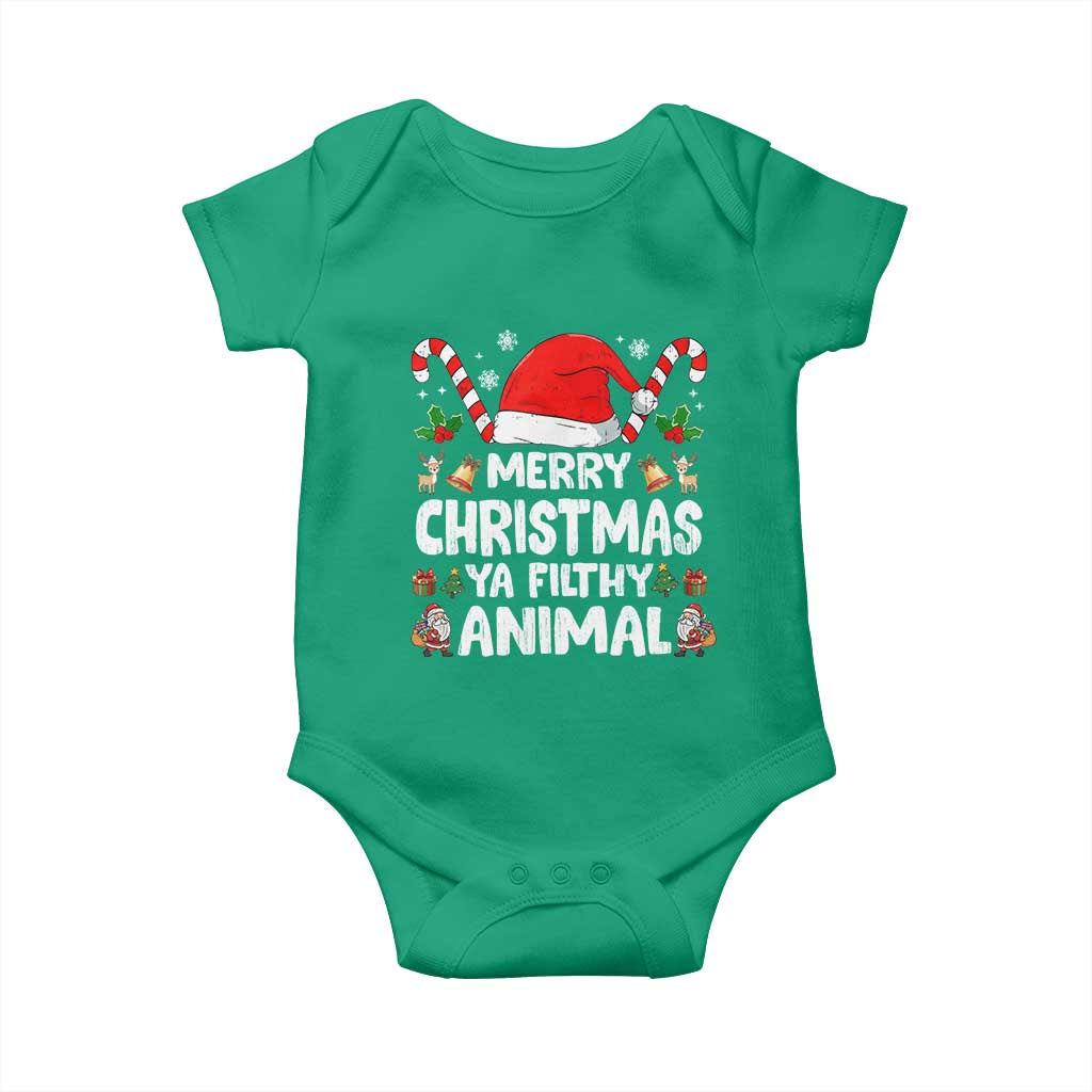 Merry Christmas Ya Filthy Animal Baby Onesie Funny Home Xmas Alone Movie Pajama TS10 Irish Green Print Your Wear