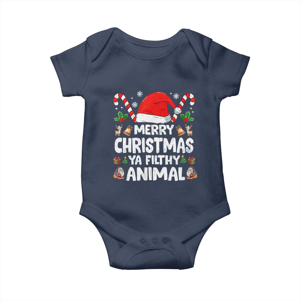 Merry Christmas Ya Filthy Animal Baby Onesie Funny Home Xmas Alone Movie Pajama TS10 Navy Print Your Wear