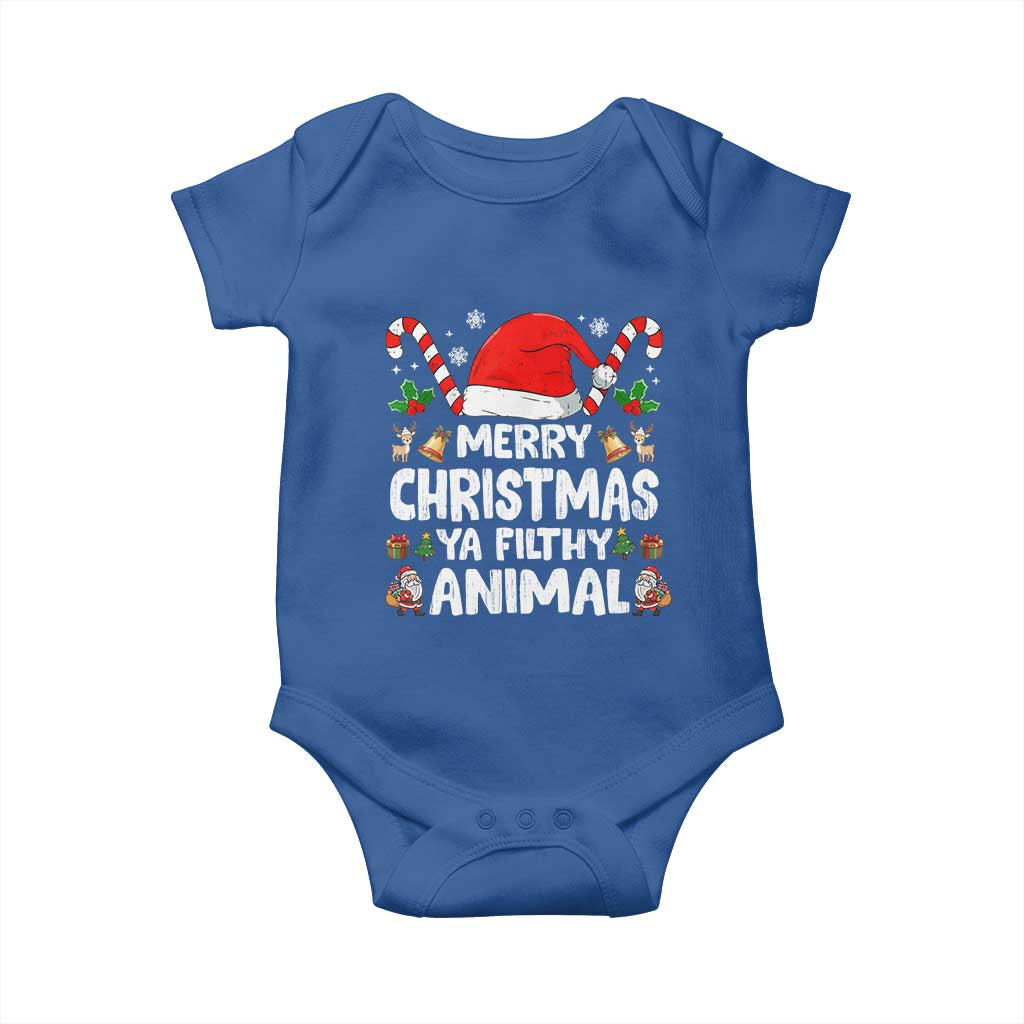 Merry Christmas Ya Filthy Animal Baby Onesie Funny Home Xmas Alone Movie Pajama TS10 Royal Blue Print Your Wear