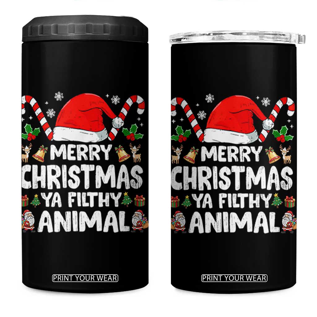 Merry Christmas Ya Filthy Animal 4 in 1 Can Cooler Tumbler Funny Home Xmas Alone Movie Pajama TS10 One Size: 16 oz Black Print Your Wear