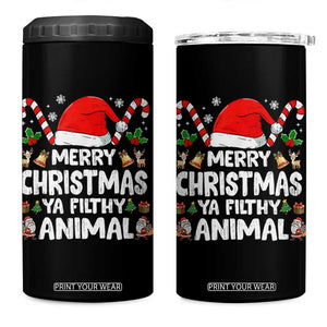 Merry Christmas Ya Filthy Animal 4 in 1 Can Cooler Tumbler Funny Home Xmas Alone Movie Pajama TS10 One Size: 16 oz Black Print Your Wear
