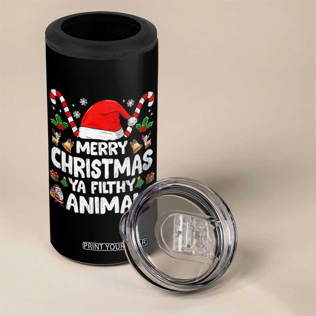 Merry Christmas Ya Filthy Animal 4 in 1 Can Cooler Tumbler Funny Home Xmas Alone Movie Pajama TS10 Print Your Wear