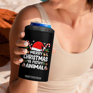 Merry Christmas Ya Filthy Animal 4 in 1 Can Cooler Tumbler Funny Home Xmas Alone Movie Pajama TS10 Print Your Wear