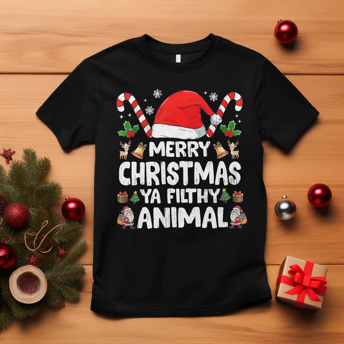 Merry Christmas Ya Filthy Animal T Shirt Funny Home Xmas Alone Movie Pajama TS10 Black Print Your Wear