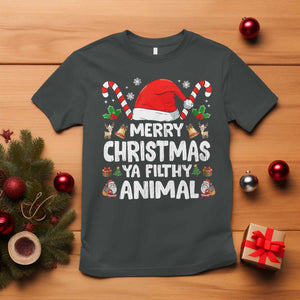 Merry Christmas Ya Filthy Animal T Shirt Funny Home Xmas Alone Movie Pajama TS10 Dark Heather Print Your Wear