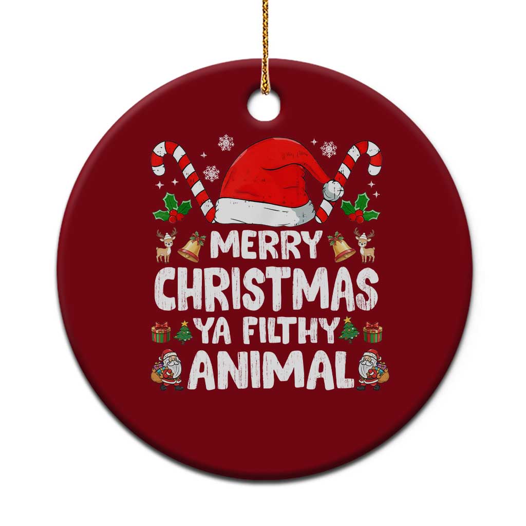 Merry Christmas Ya Filthy Animal Ceramic Ornament Funny Home Xmas Alone Movie Pajama TS10 1pc Red Print Your Wear